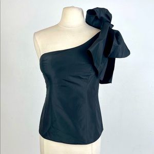 RAFAEL CENNAMO 100% Silk One Shoulder Blk top SZ 6. Couture, High Fashion Item.